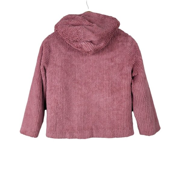 Elodie Girl Soft Faux Fur Coat Pink Hooded Size Medium 10-12 Fuzzy Fleece Winter - Picture 5 of 7